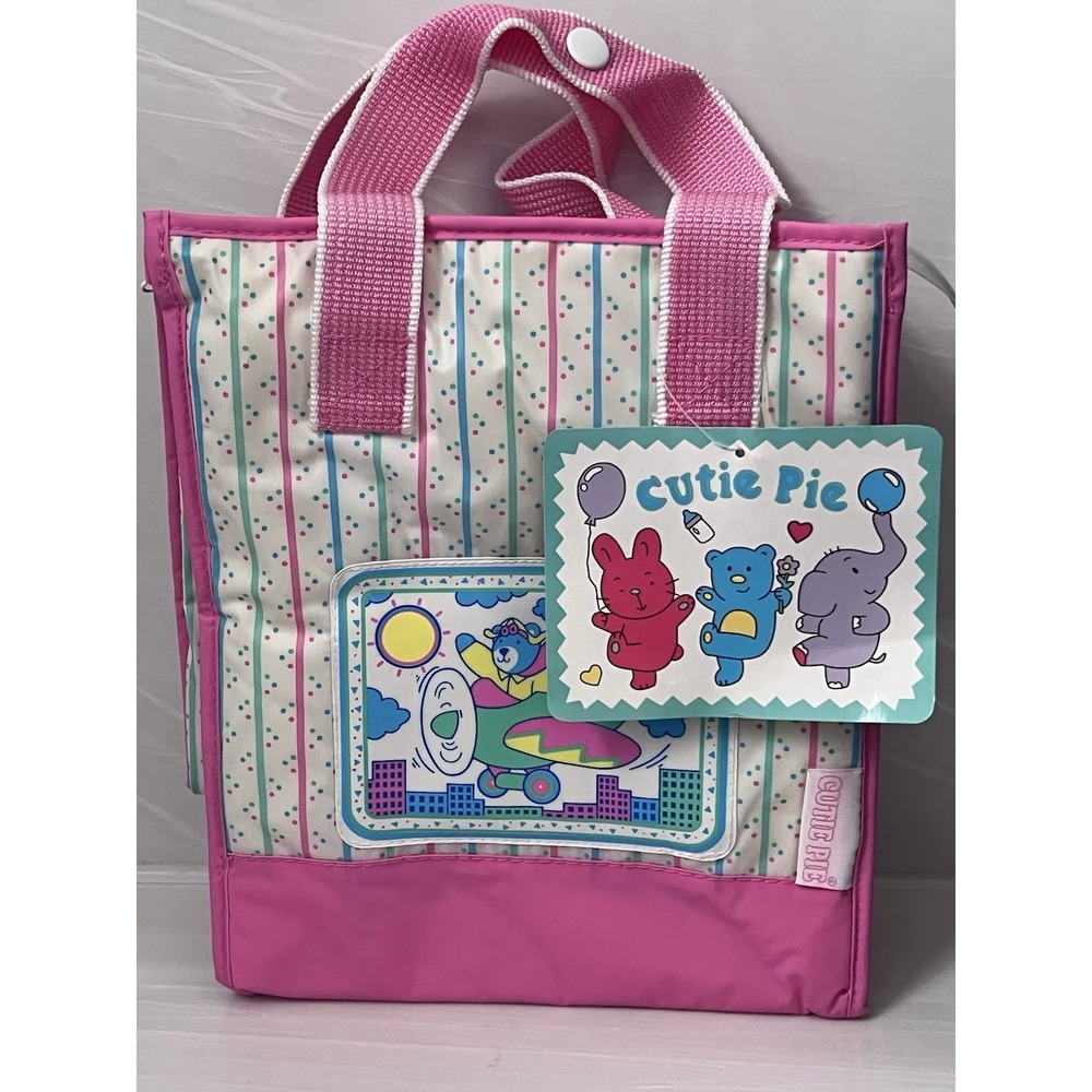 Vintage Baby Insulated Diaper Bag Pink Girl Tote Bottle Retro Teddy Bear  90's